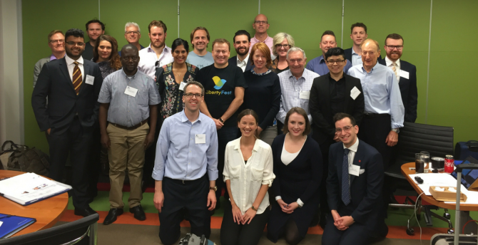 A snapshot of the 20 Think Tank Essentials attendees representing 4 countries along with Atlas Network staff Dr. Tom Palmer, Dr. Lyall Swim, and Vale Sloane.