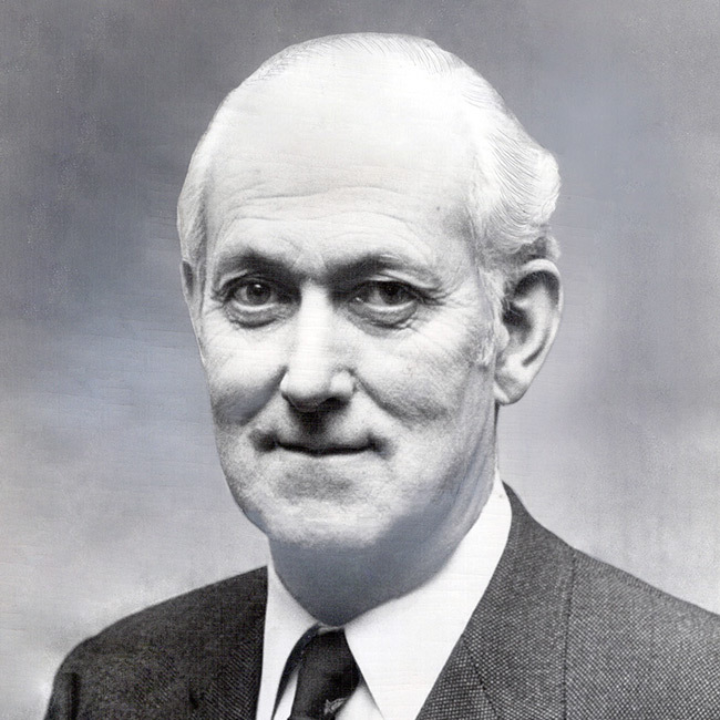 A black and white photo of Antony fisher founder of Atlas Network.