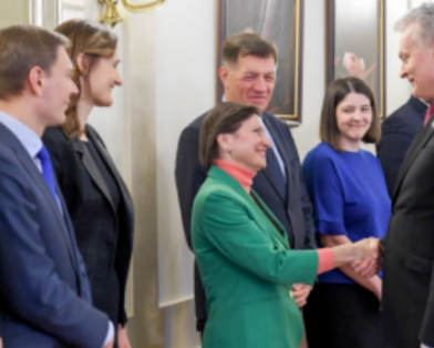 LFMI President Elena Leontjeva at meeting on tax issues with Lithuanian President Nausėda, March 3rd, 2020.