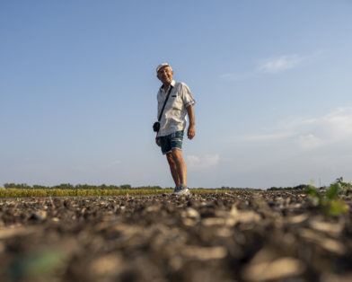Viktor Tstsyura stands over his 3.5 hectares of farmland about 30 km outside Ternopil, Ukraine (AtlasNetwork.org Photo/Bernat Parera).